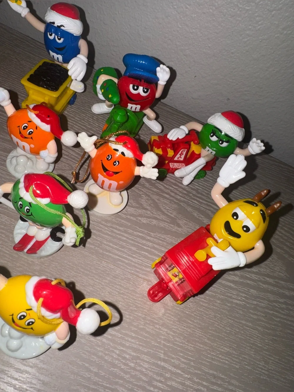 Vintage M&Ms Christmas Topper Ornaments & Express Decorative Train lot